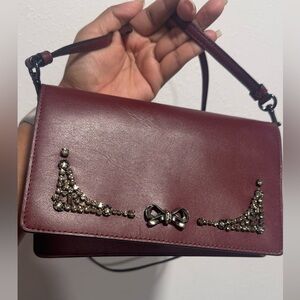 Coach X Selena Gomez Burgundy Crossbody Bag with Embellishments
